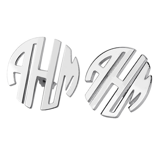 Custom Block Monogram Stud Earrings Sterling Silver, Custom Initial earrings studs for her