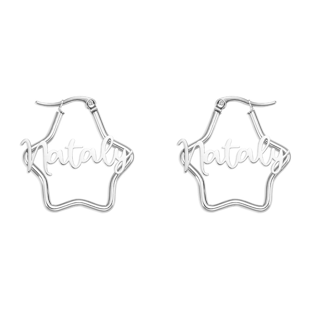 Personalized Three-Dimensional Stars Name Earrings, Custom Earing for her