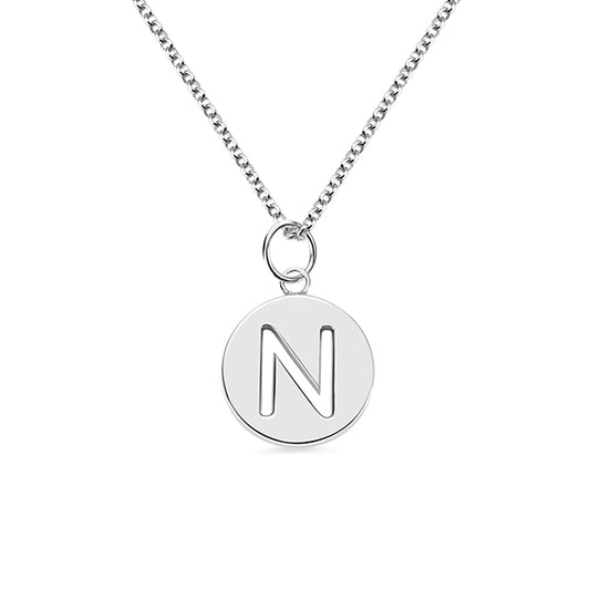 Dainty 18K Gold Plated Personalized Cut Out Initial Disc Necklace