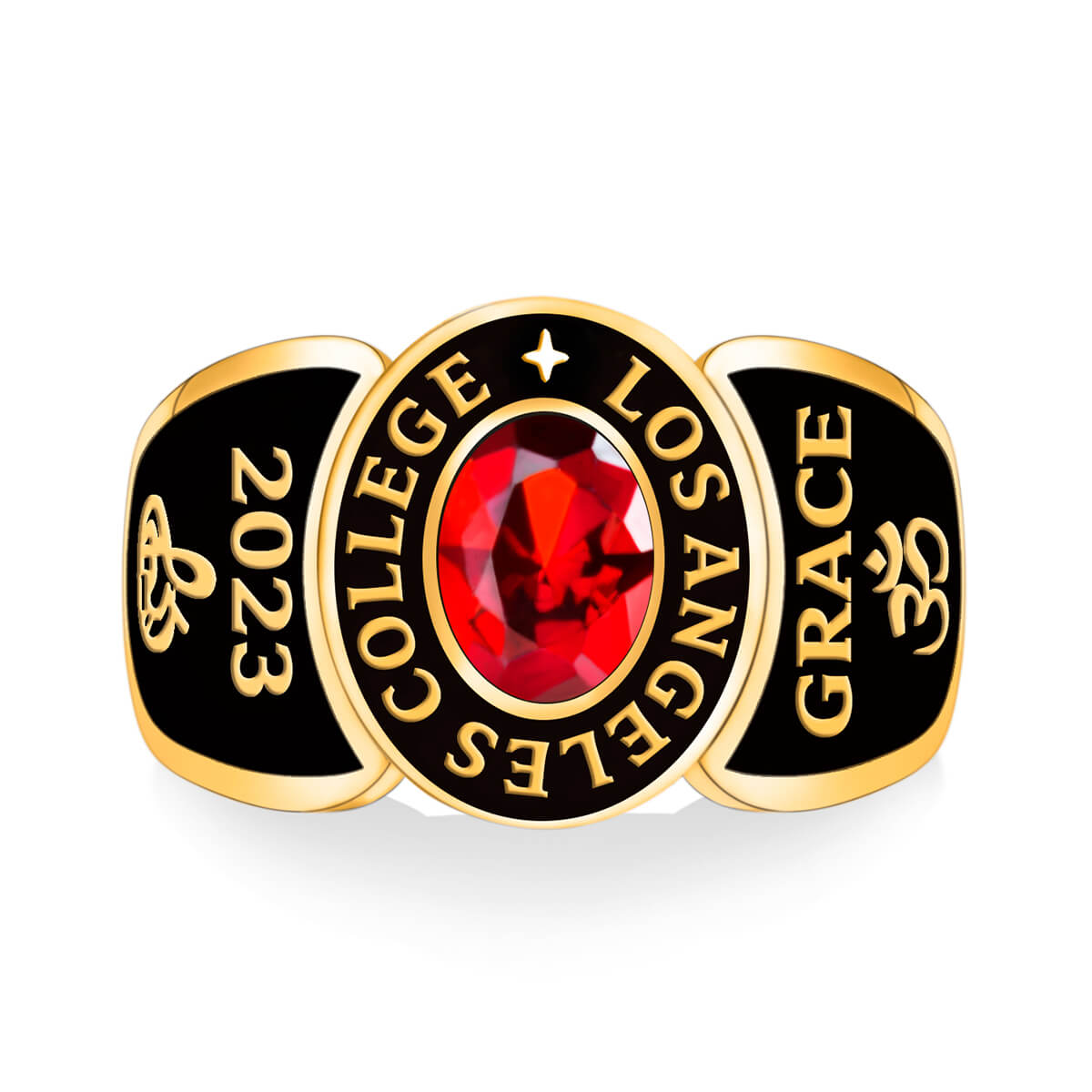 Custom Birthstone Class Ring for High School College, Personalized Engraving Brass Signet Statement Ring, Birthday/Graduation Gift for Women/Friends