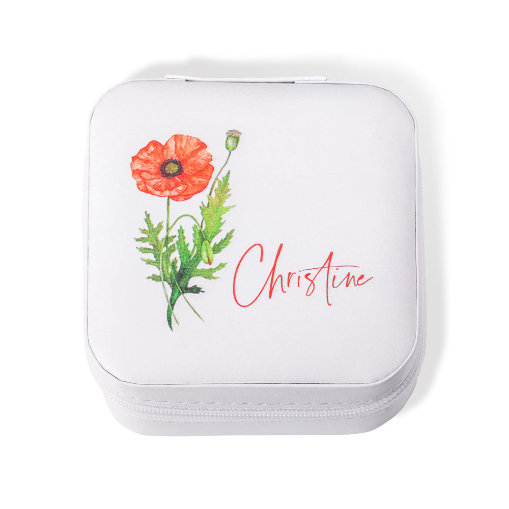 Jewelry Travel Case with Birth Flower, floral jewelry box, bridal shower gift