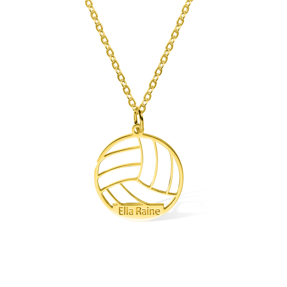 Personalized Name Volleyball Pendant Necklace, Stainless Steel Custom Team Jewelry, Sport Mom Gift, Gift for Volleyball Player/Sports Lover