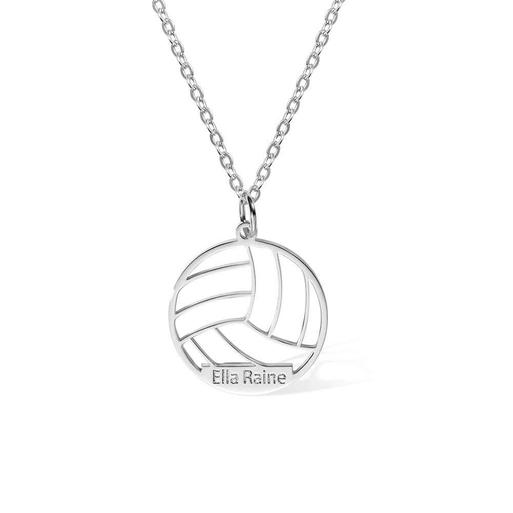 Personalized Name Volleyball Pendant Necklace, Stainless Steel Custom Team Jewelry, Sport Mom Gift, Gift for Volleyball Player/Sports Lover