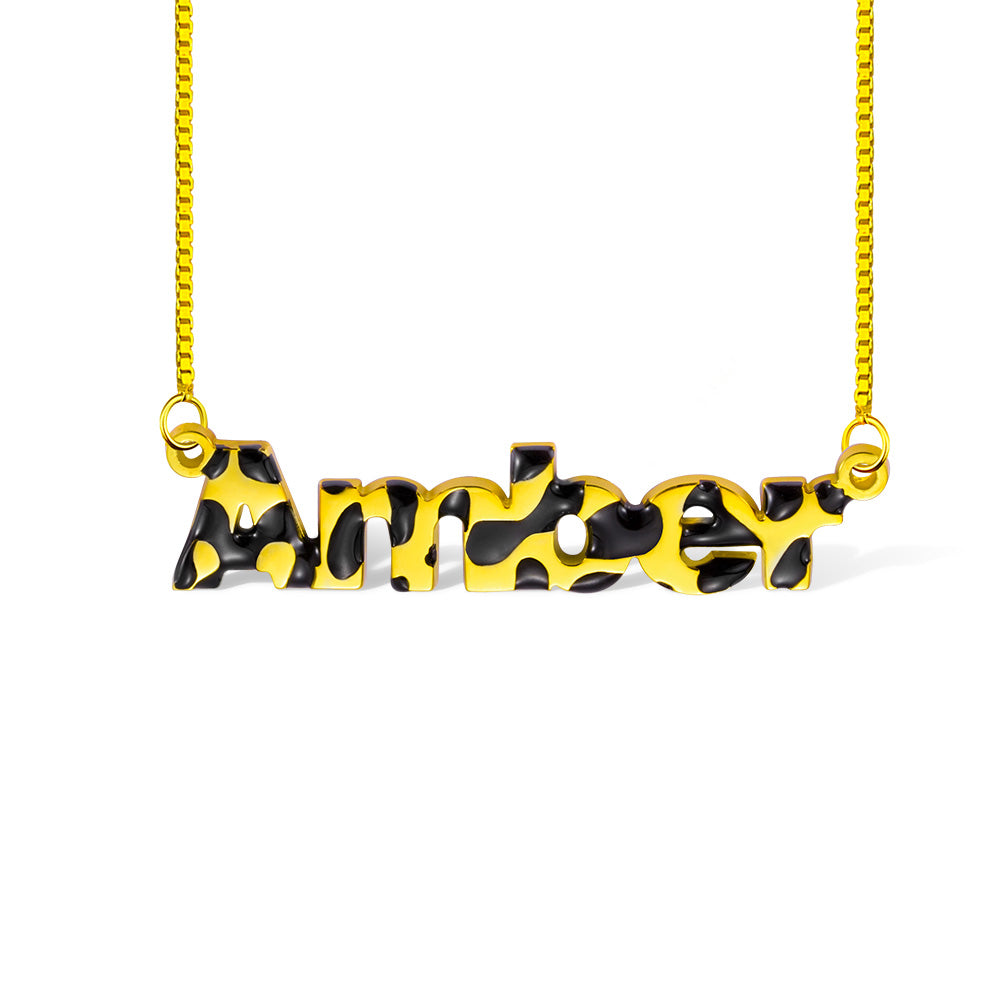 Custom Leopard Name Necklace in Sterling Silver, Personalized name jewelry