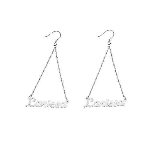 Personalized Triangle Name Earrings, Custom Triangular Earings for her