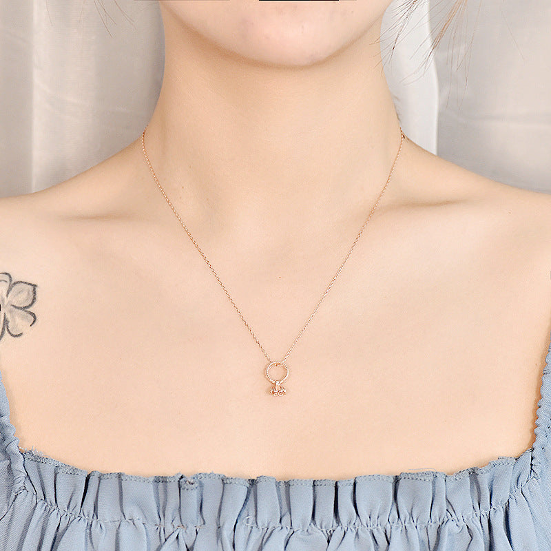 Cute Hollow CZ Goldfish 925 Sterling Silver Necklace