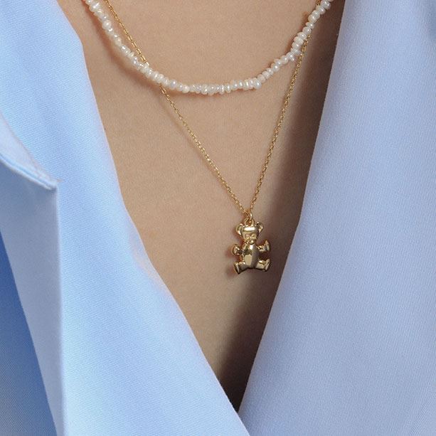 Elegant Irregular Natural Baroque Pearl 925 Sterling Silver Necklace