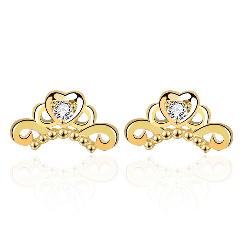 Sute Mini CZ Crown 925 Sterling Silver Stud Earrings