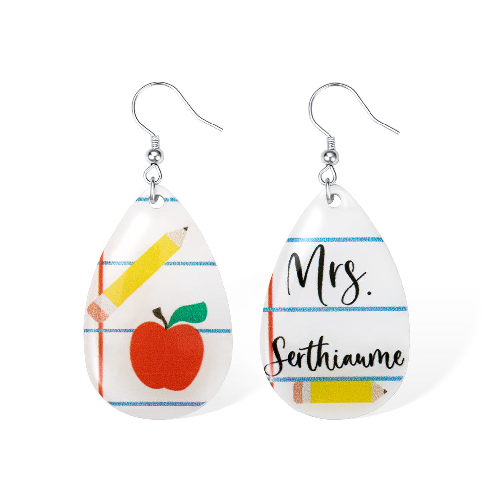 Personalized Teacher Earrings for Teacher Day gift, Custom Jewelry for Teachers