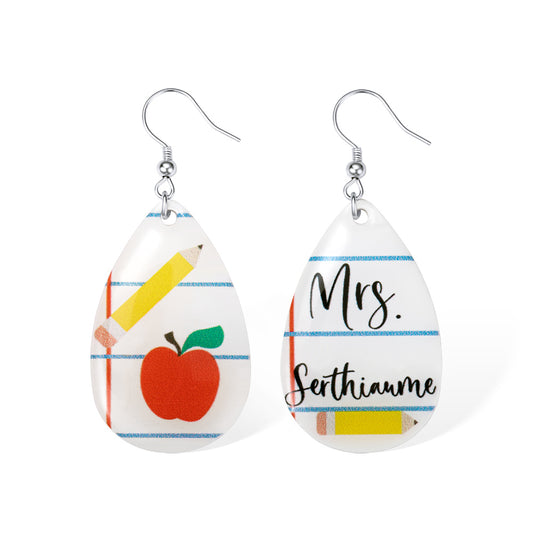 Personalized Teacher Earrings for Teacher Day gift, Custom Jewelry for Teachers