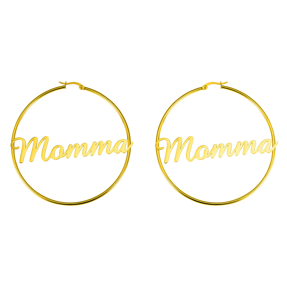 Personalized 1 Name Hoops Earring, Custom Name Hoop Earrings, Personalized gift for her