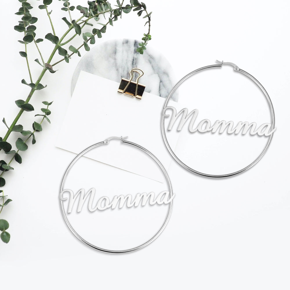 Personalized 1 Name Hoops Earring, Custom Name Hoop Earrings, Personalized gift for her