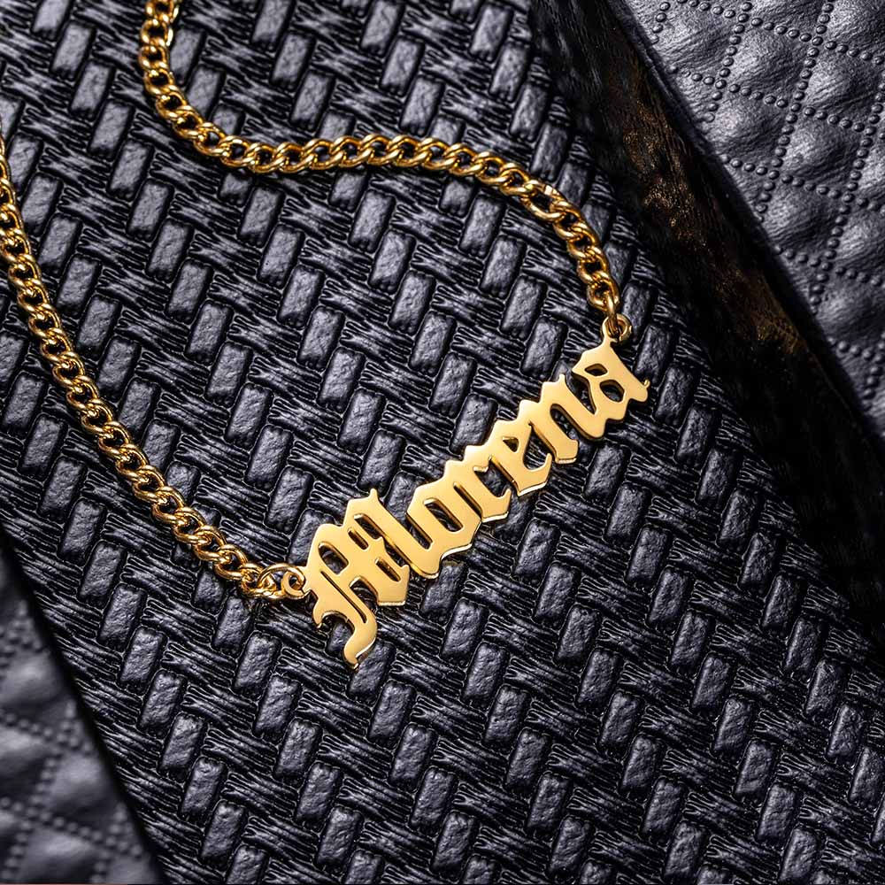 Personalized Name Necklace Name Plate Necklace Cuban Chain, Custom Name Jewelry