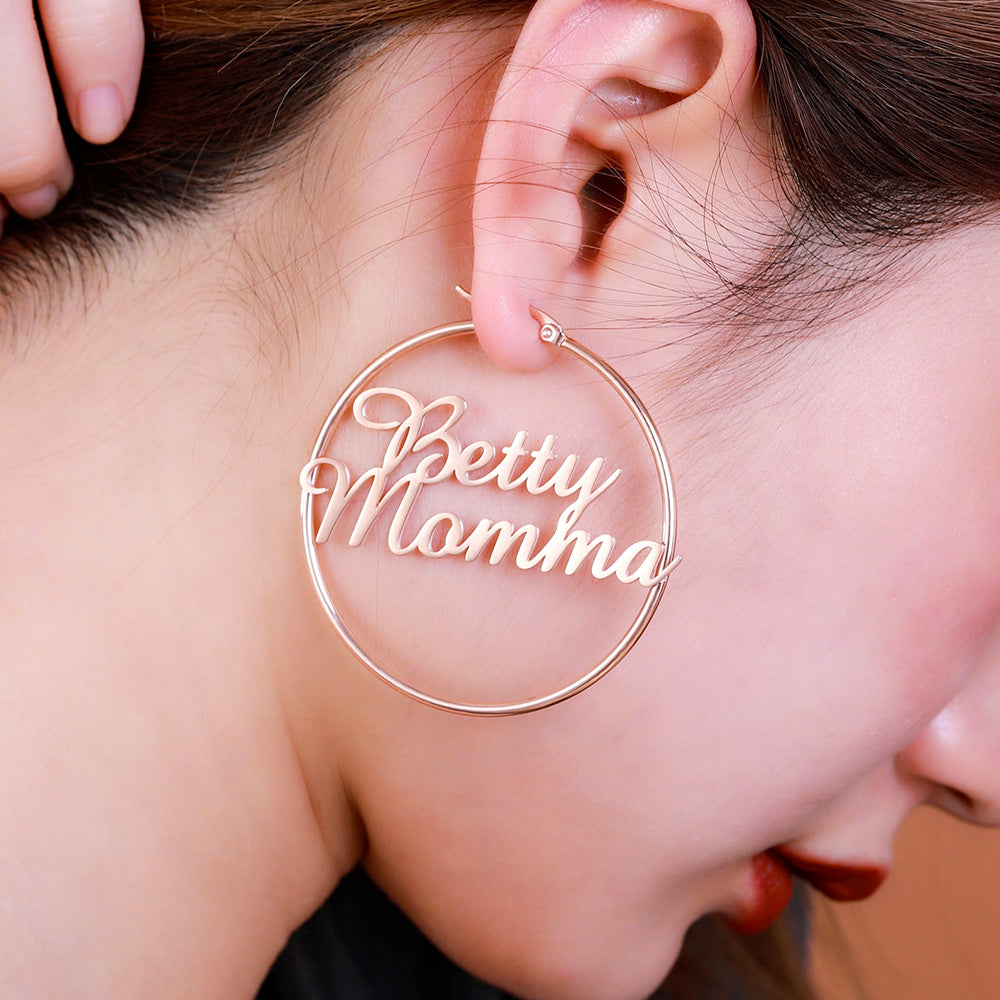 Personalized 2 Names Hoops Earring, Custom multi names Hoop Earrings, Big Hoops gift for her