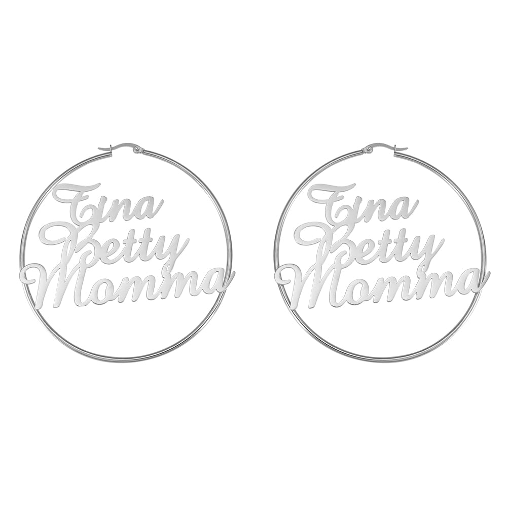 Personalized 3 Names Hoops Earring, Custom Name Hoop Earrings, Personalized gift for her