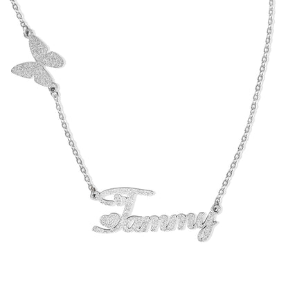 Custom Fashion Butterfly Clavicle Name Necklace