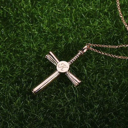 Personalized Baseball Cross Necklace Sterling Silver, custom necklace for christian baseball sports players