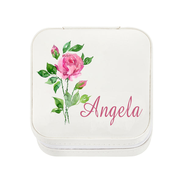 Jewelry Travel Case with Birth Flower, floral jewelry box, bridal shower gift