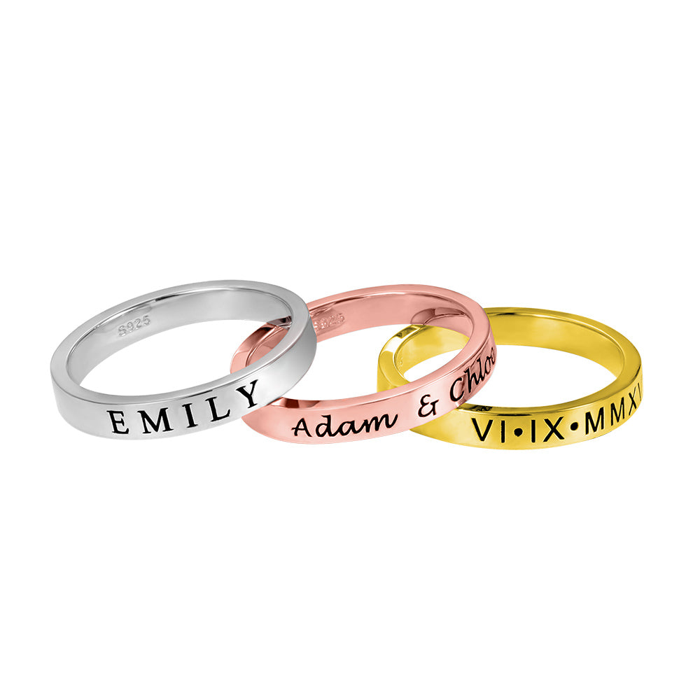 Stackable Rings Engraved Custom Engraving Stackable Rings – EarthlyNot