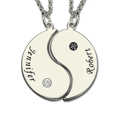 Engraved Best Friends BFF Yin Yang Necklaces Set of 2