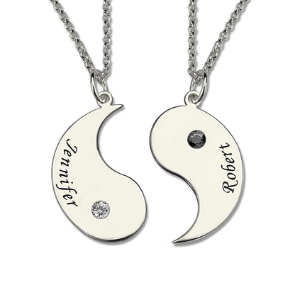 Engraved Best Friends BFF Yin Yang Necklaces Set of 2