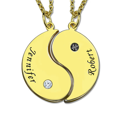 Engraved Best Friends BFF Yin Yang Necklaces Set of 2