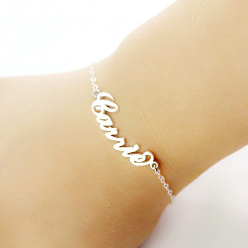 Personalized Sterling Silver Carrie Name Bracelet, dainty custom name bracelets