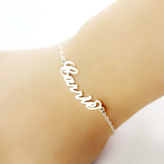 Personalized Sterling Silver Carrie Name Bracelet, dainty custom name bracelets