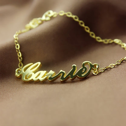 Personalized Sterling Silver Carrie Name Bracelet, dainty custom name bracelets