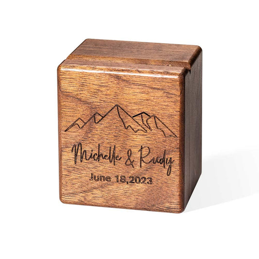 Personalized Triple Flip Wood Ring Box, custom jewelry box,