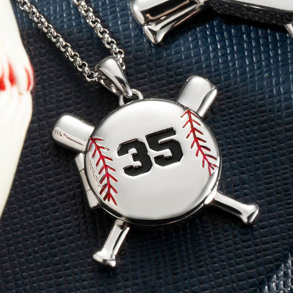 Baseball Necklace with Photo & Engraving - Ball Shape Short Style