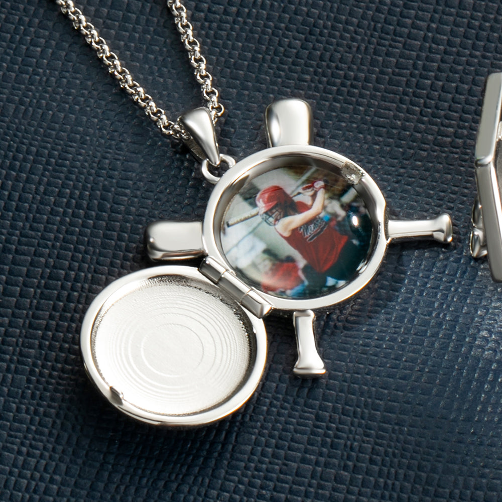 Baseball Necklace with Photo & Engraving - Ball Shape Short Style