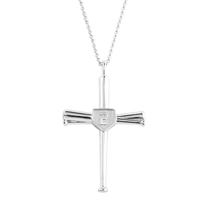 Engraved Double Side Baseball Cross Necklace, custom necklace for baseball players, personalized gift for softball lovers