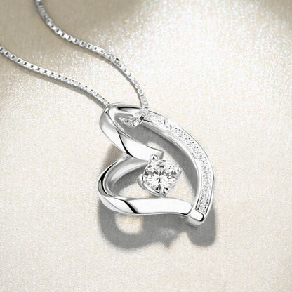 Dainty Love In Your Heart Birthstone Necklace in Sterling Silver