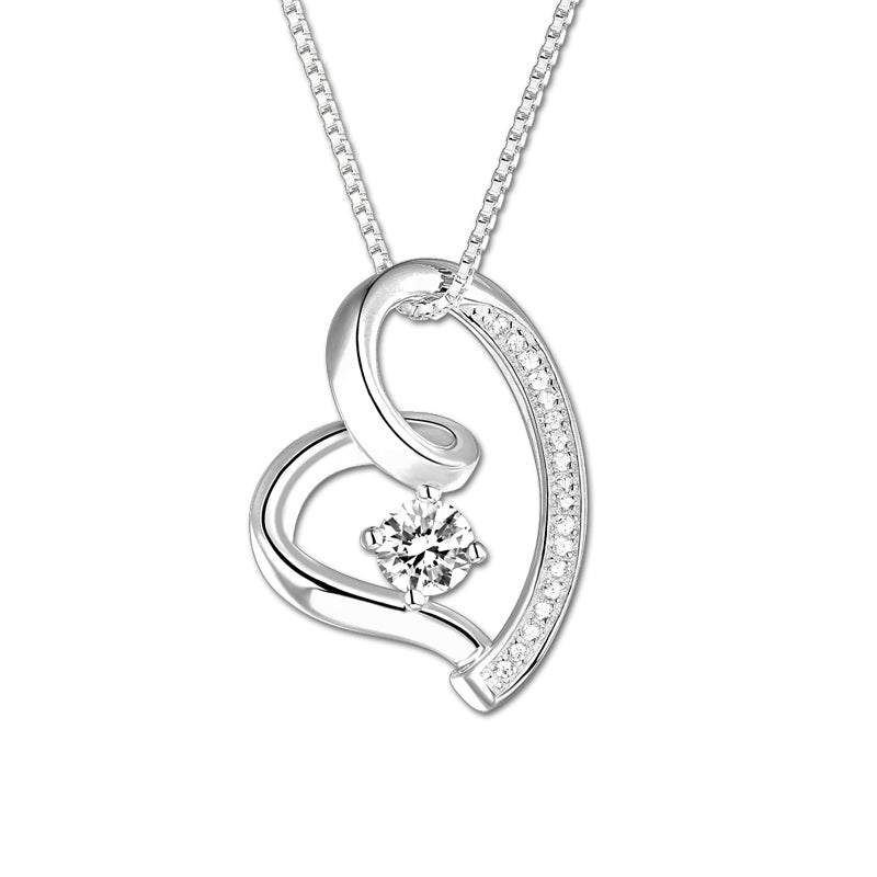 Dainty Love In Your Heart Birthstone Necklace in Sterling Silver