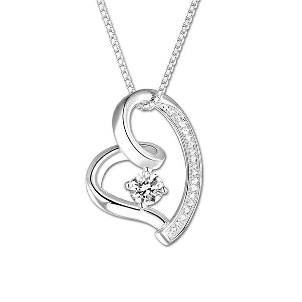 Dainty Love In Your Heart Birthstone Necklace in Sterling Silver
