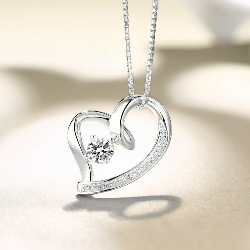 Dainty Love In Your Heart Birthstone Necklace in Sterling Silver