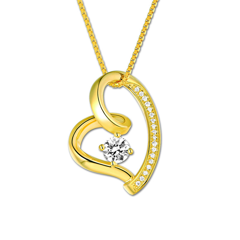 Dainty Love In Your Heart Birthstone Necklace in Sterling Silver