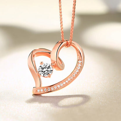 Dainty Love In Your Heart Birthstone Necklace in Sterling Silver