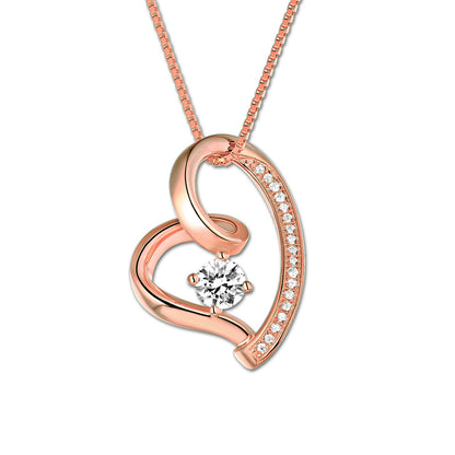 Dainty Love In Your Heart Birthstone Necklace in Sterling Silver