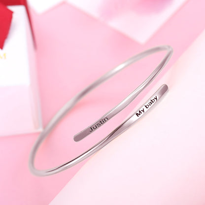 Engraved Adjustable Name Bracelet in Silver