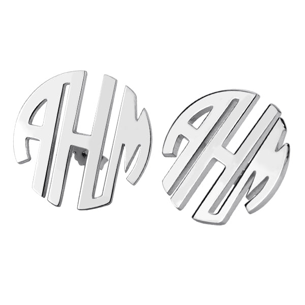 Custom Block Monogram Stud Earrings Sterling Silver, Custom Initial earrings studs for her