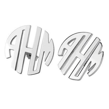 Custom Block Monogram Stud Earrings Sterling Silver, Custom Initial earrings studs for her