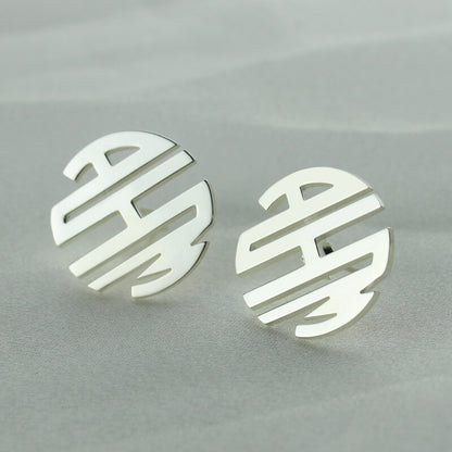 Custom Block Monogram Stud Earrings Sterling Silver, Custom Initial earrings studs for her