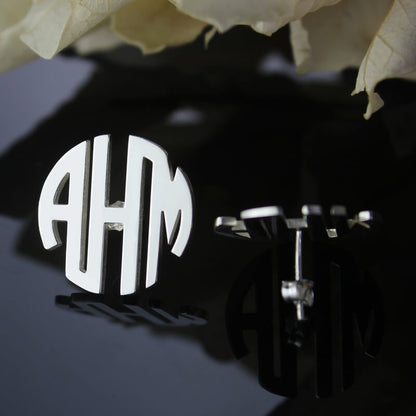 Custom Block Monogram Stud Earrings Sterling Silver, Custom Initial earrings studs for her