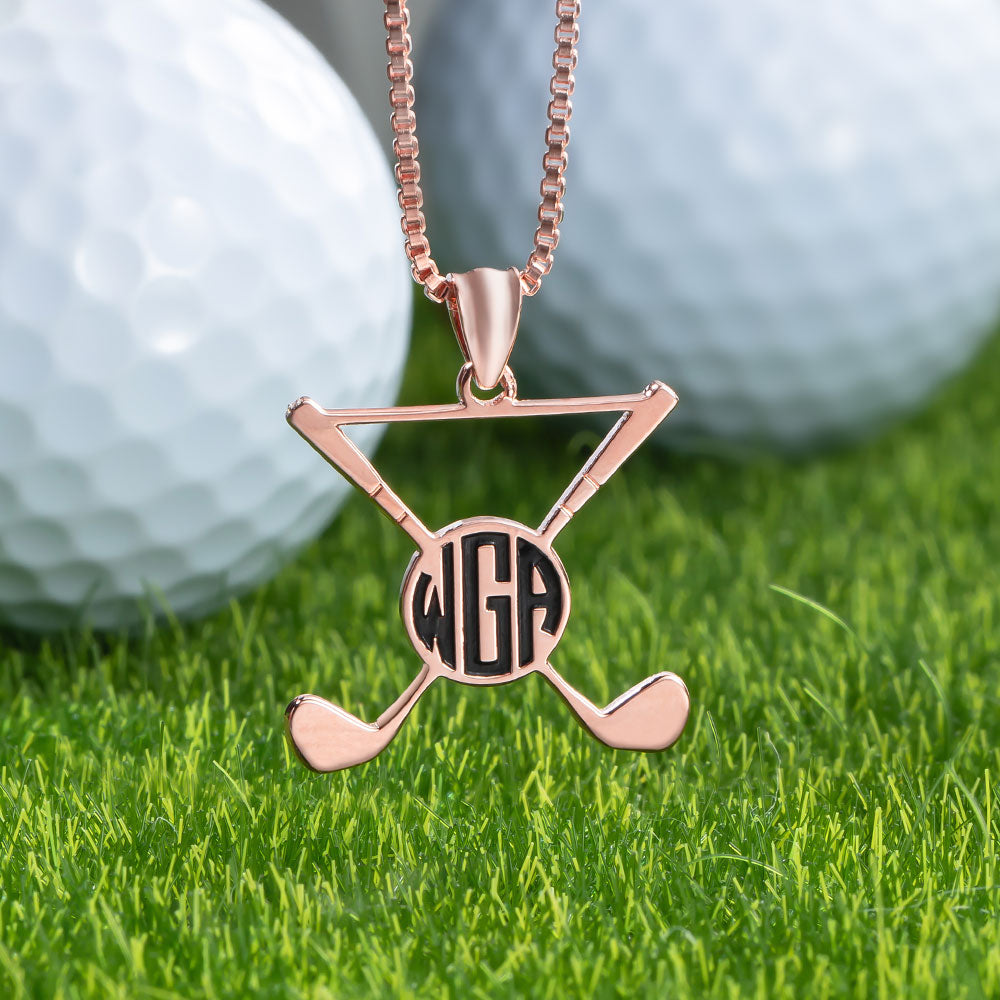 Personalized Golf Necklace Golf Stick Sports Jewelry, custom golf necklace gift for golf players and lovers