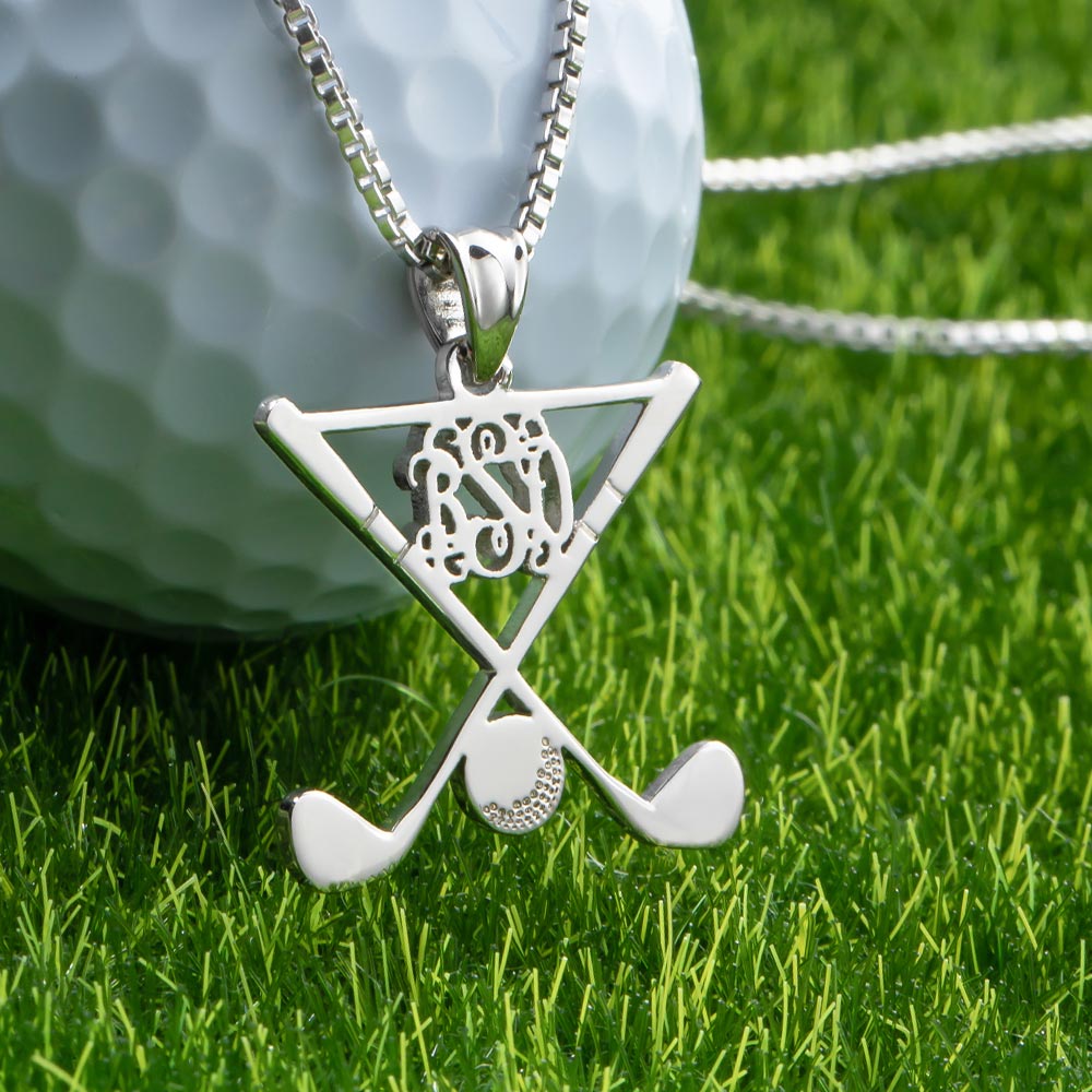 Personalized Golf Necklace Golf Stick Sports Jewelry, custom golf necklace gift for golf players and lovers