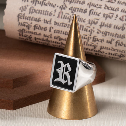 Personalized Rectangle Initial Signet Ring Unisex