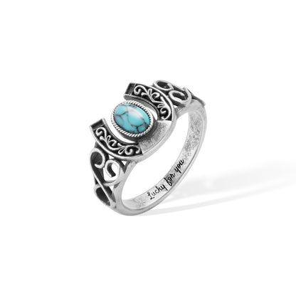 Custom Horse Shoes Turquoise Ring Brass