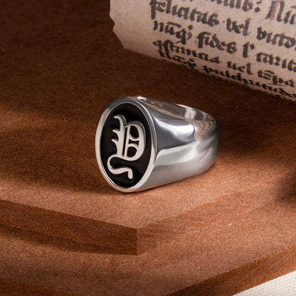 Personalized Oval Initial Signet Ring Unisex